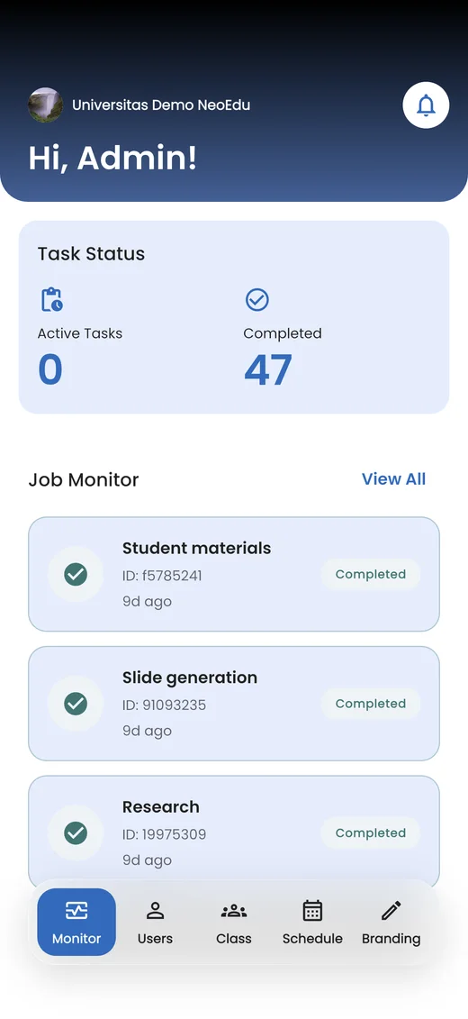 ClassPlus app preview — Institution admins
